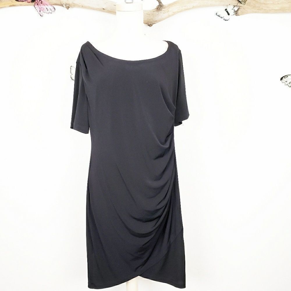 Robbie Bee casual draped career dress black